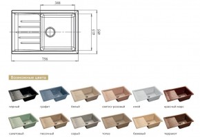 Каменная мойка GranFest Practik GF-P760L в Еманжелинске - emanzhelinsk.mebel74.com | фото 2