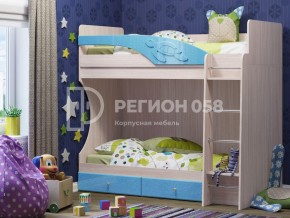 Кровать двухъярусная Бемби МДФ Голубой металлик в Еманжелинске - emanzhelinsk.mebel74.com | фото