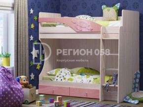 Кровать двухъярусная Бемби МДФ Розовый металлик в Еманжелинске - emanzhelinsk.mebel74.com | фото