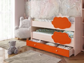Кровать Соник с ящиком млечный дуб-оранж в Еманжелинске - emanzhelinsk.mebel74.com | фото