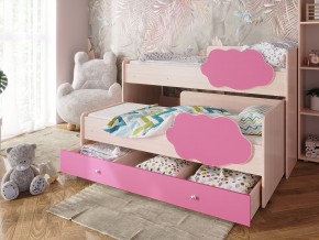 Кровать Соник с ящиком млечный дуб-розовый в Еманжелинске - emanzhelinsk.mebel74.com | фото 1