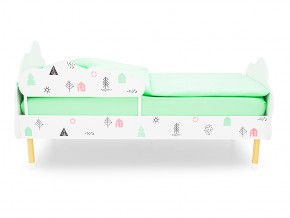 Кровать Stumpa Облако с бортиком рисунок Домики розовый, бирюзовый в Еманжелинске - emanzhelinsk.mebel74.com | фото 3