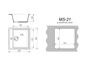 Кухонная мойка MS-21 в Еманжелинске - emanzhelinsk.mebel74.com | фото 2