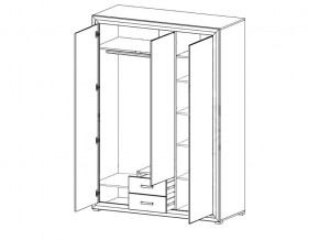 Шкаф B136-SZF3D2S Мальта сибирская лиственница в Еманжелинске - emanzhelinsk.mebel74.com | фото 2